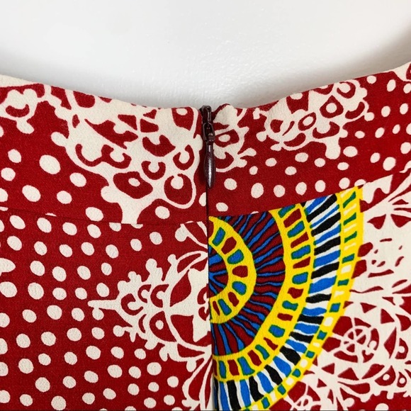 Nanette Lepore Sleeveless Red Geometric Patterned Swing Mini Dress Size 4 - Picture 8 of 13